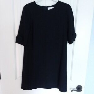 Goat Wool Shift Dress with Button Sleeve Detail Blue Size 6